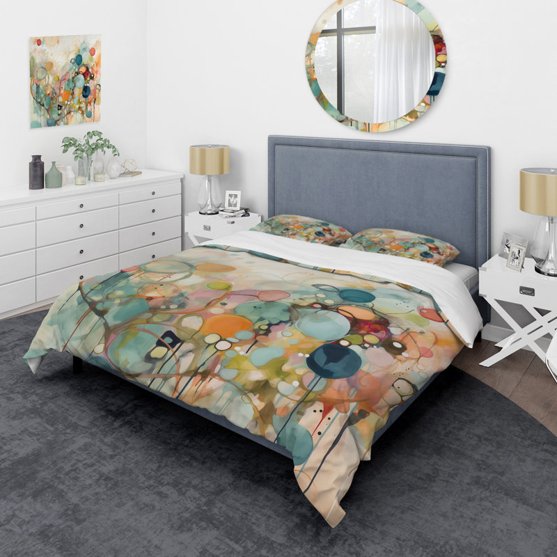Ensemble de housse de couette en microfibre / polyester rose et bleu Minimalims Fludity I Bedding