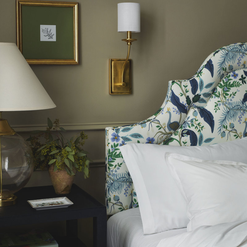 Rifle Paper Co. x Cloth & Company Marion Bed, Rpc Peacock Blue & White Linen, Queen