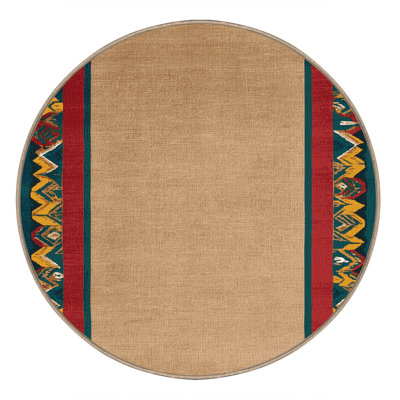  Washable Tribal Pattern Border Hawaiian Area Rug
