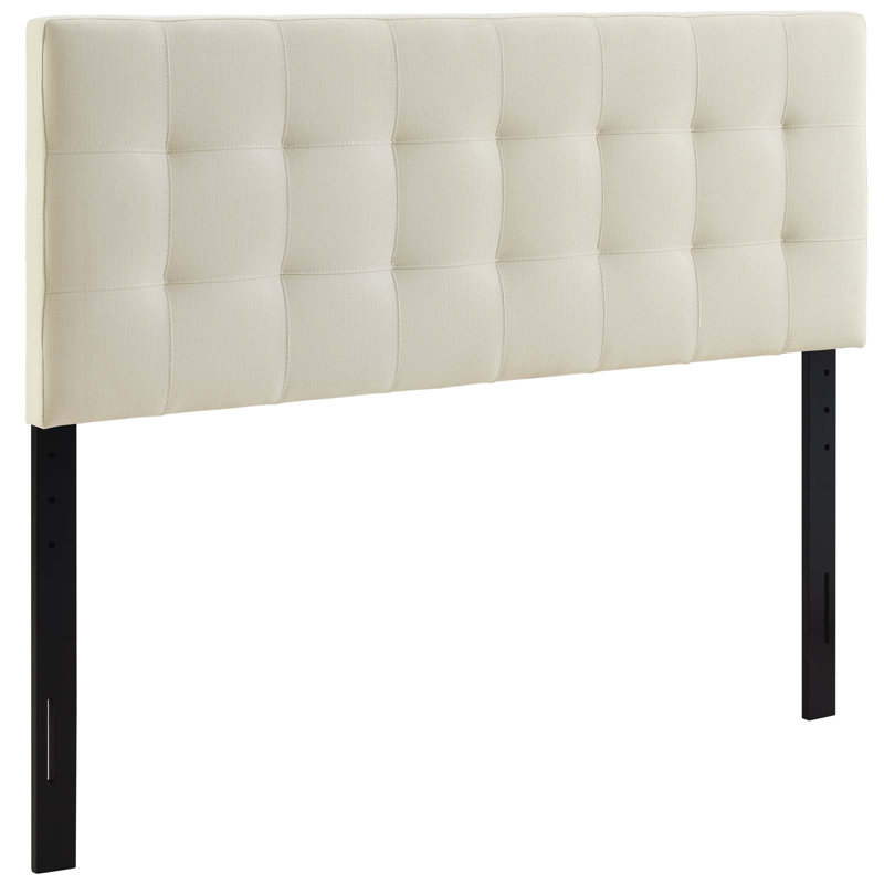 Lily Upholstered Fabric Headboard, Ivory, Full
