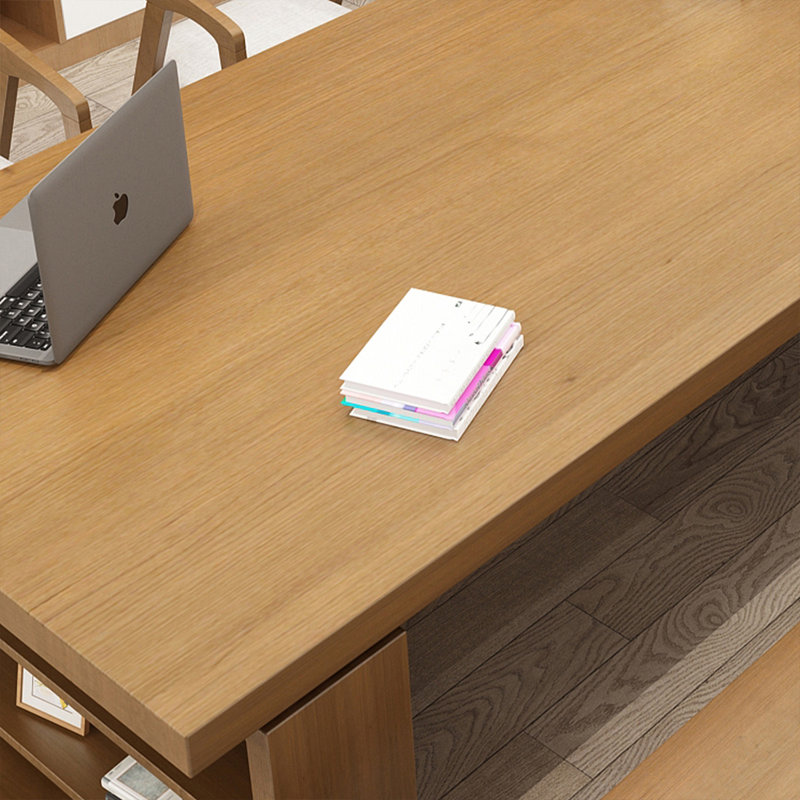 Bureau rectangulaire brun en bois massif, H 29,53 po x l 70,87 po x P 31,5 po