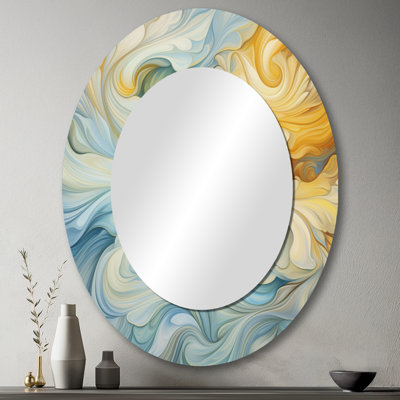 Miroir mural ovale bleu et orange Vintage Elegance III
