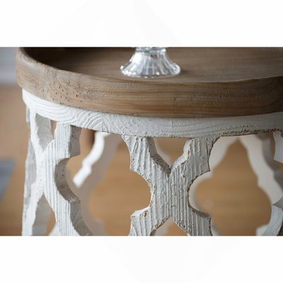 Grande table d'appoint 23 po blanche vieillie