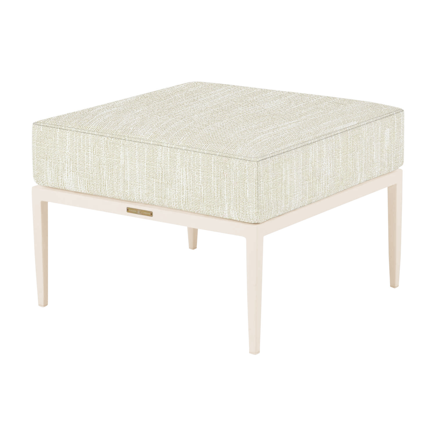 Elegante Wrought Aluminum Outdoor Latticework Ottoman, Rollo Chambray, Welt, Chalk 