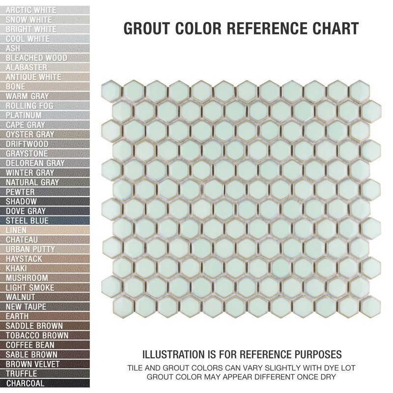 Hudson 1" Hex Light Green 11-7/8" x 13-1/4" Porcelain Mosaic Tile