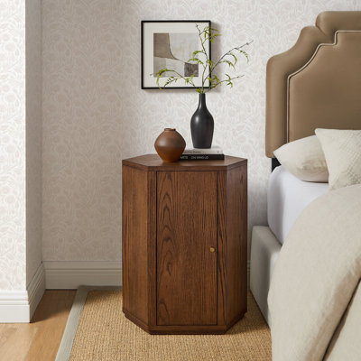 Kade Faceted Wood Side Table in Walnut