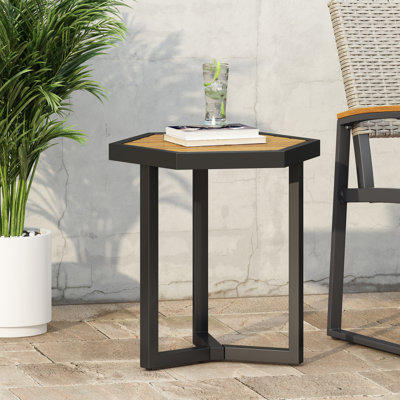 15.8"x13.5"x16.0" Metal Outdoor Table Beige