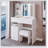 37-Inch Middle Size Vanity Table With Left Drawer, Cushioned Stool, Tri-Color LED Mirror, And High Capacity Storage For Spacious Bedrooms-295122854