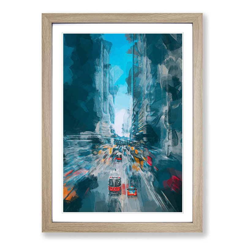 Toronto in Canada in Abstract - Picture Frame Graphic Art Print, Oak, 76cm H x 50cm W x 2cm D