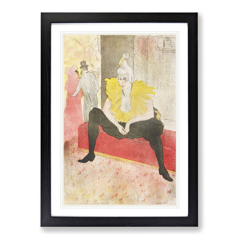 The Seated Clowness by Henri de Toulouse-Lautrec - Framed Print, 48cm H x 36cm W x 2cm D, Black Framed
