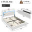 Base de lit flottante avec lumière DEL, lit double tapissier en cuir de polyuréthane avec station de charge et à oreilles, tête et pied de lit capitonnés avec rangement Diamond, aucun sommier nécessaire-2040372616-2040372617