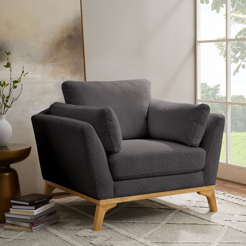 Lodell Upholstered Armchair, Gray Boucle