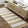 Tapis rayé en coton tissé à plat à la main Andreea - jaune / blanc