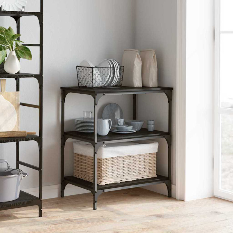 Wood Bar Cart, Black Oak