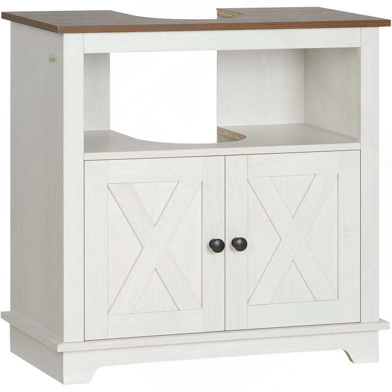 Bathroom Cabinet, Pedestal Vanity Storage Cabinet With Double Doors And Storage Shelves