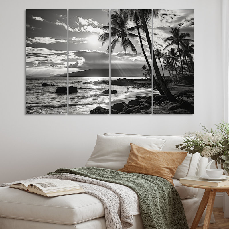 Maui, beau paysage urbain noir sur toile, ensemble de 4 pièces