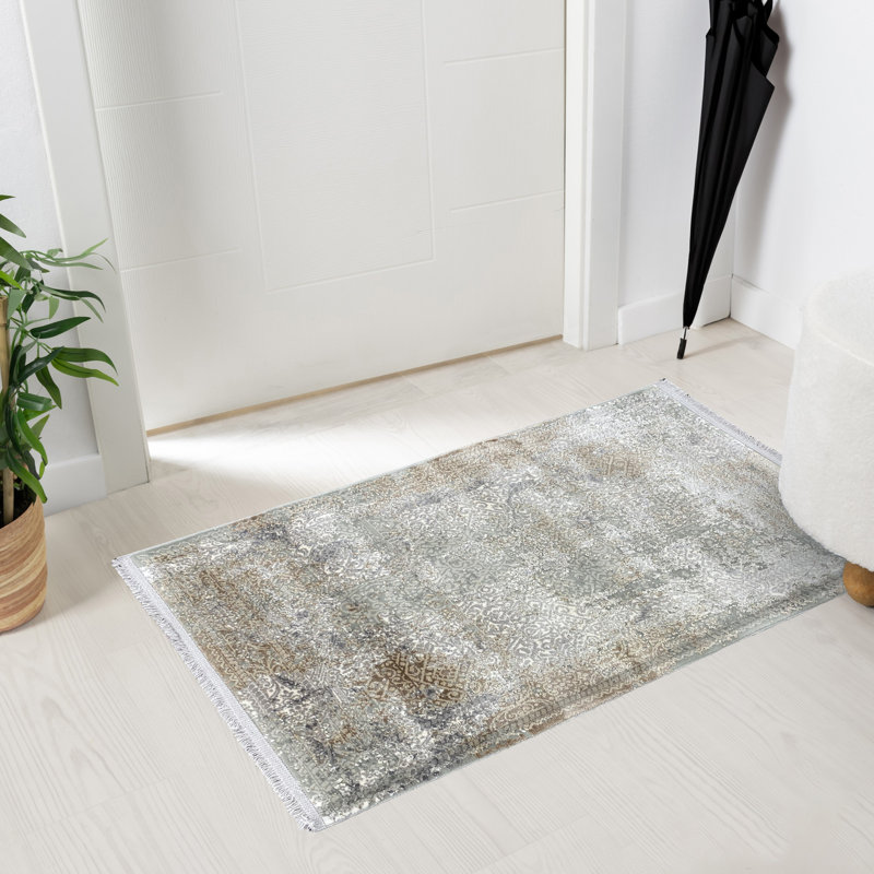 Tapis marocain beige à franges abstraites, Rectangle 2 pi x 3 pi