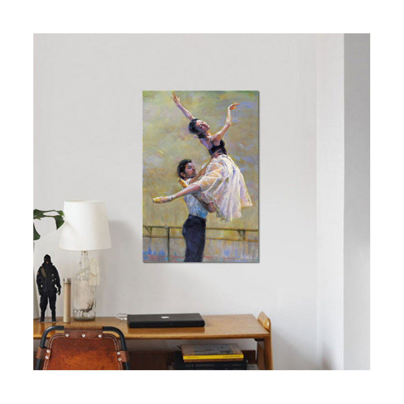 «Rehearsal» par Kim G - Impression, H 26 po x l 18 po x P 1,5 po, Toile avec cadre noir, Pas de tapis