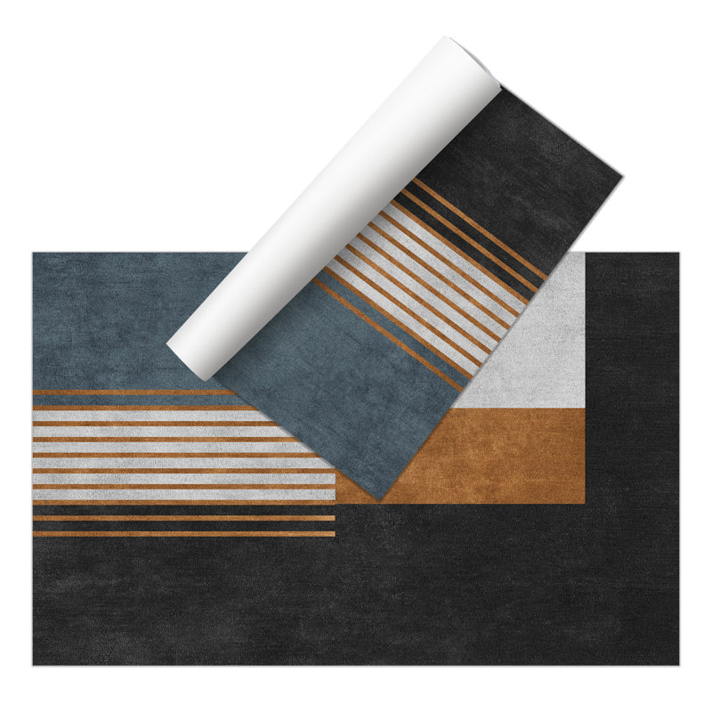 Cloughmills Vinyl Machine Printed Area Rug, Rectangle 3'3.4" x 4'11.1"