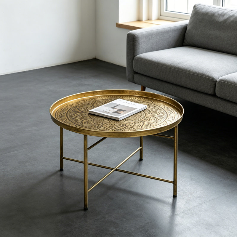 Table basse 24 po avec plateau martelé HOMcom, Doré