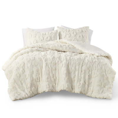 White Chenille Duvet Cover Full/queen - Animal Theme, 2 Shams, , Textured , Pillow