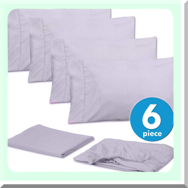 Lilac Supreme Microfiber Bedding Set - 6 Piece Deep Pocket Sheet Set with 2 Extra Pillow Cases - 1500 Thread Count Brushed Sheets - Great Value