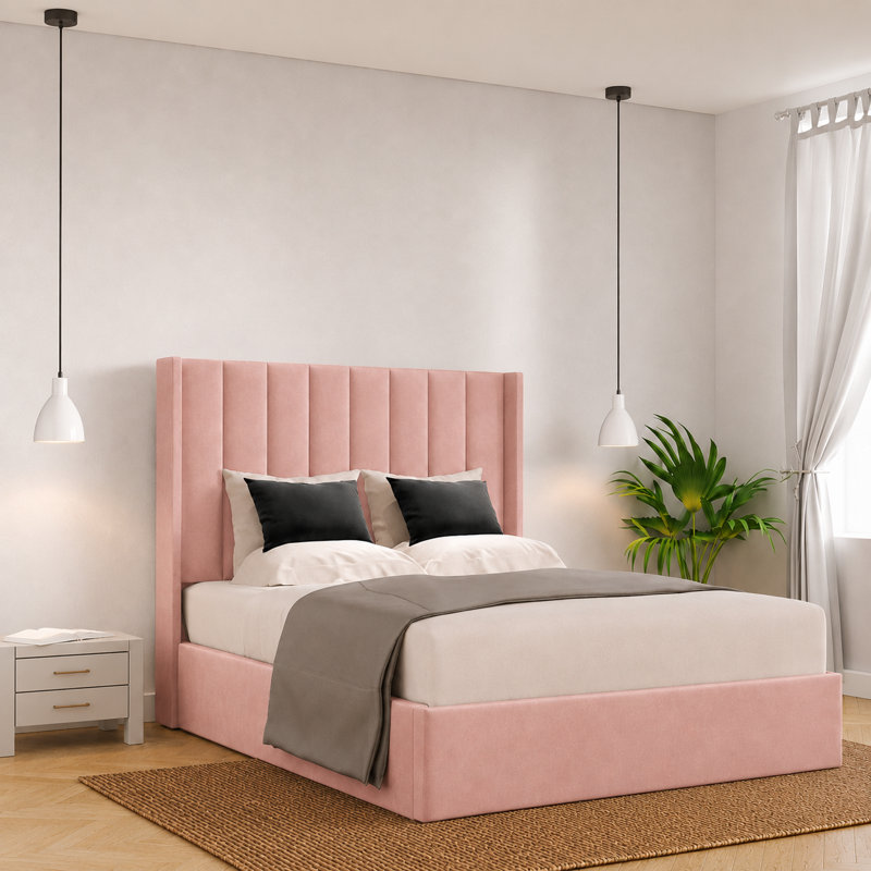 Ayrin Upholstered Ottoman Storage Bed, Double (4'6), Pink