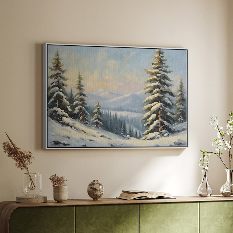 Paysage rétro - CCIV, H 17 po x l 25 po x P 2 po, Toile encadrée flottée blanche