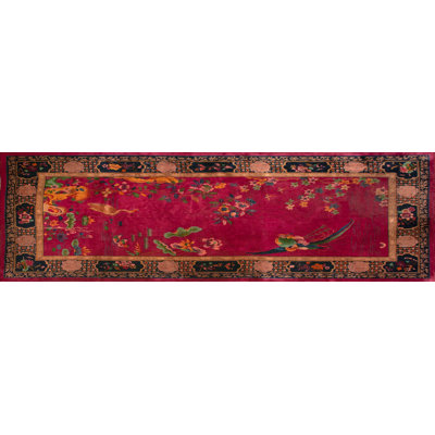 Tapis mauve antique en laine Art Deco