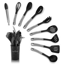 Linoroso Nylon Cooking Utensils Set, 7 Pieces Elevate Kitchen Utensil Set with Exquisite Rotating Stand, Innovative Weighted