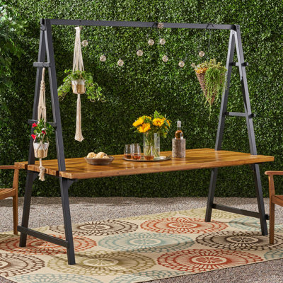 Table en bois avec support pour plante - 88,5 po x 39,5 po x 80 po, mélange de métal avec fonction couleur, + créé