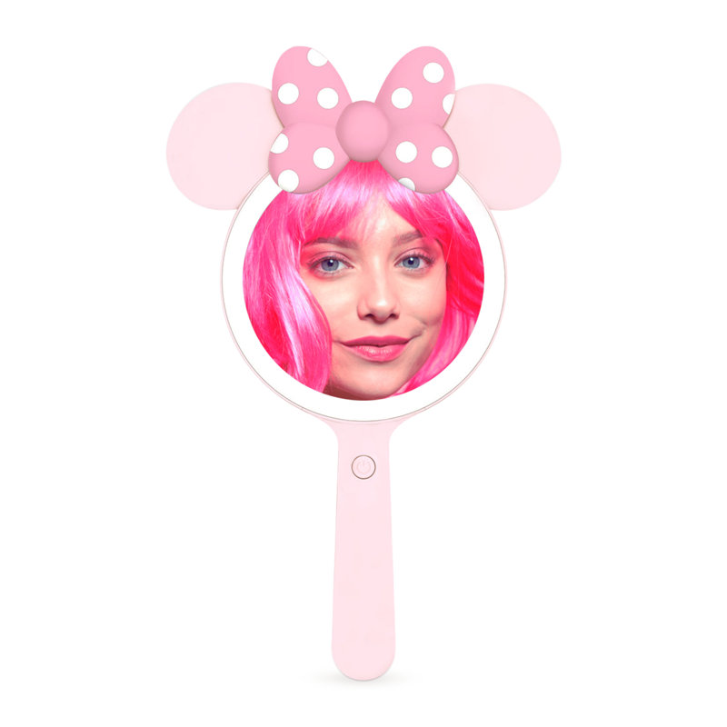 Miroir de maquillage à main Minnie Mouse, miroir de coiffeuse de voyage avec lumière, luminosité réglable