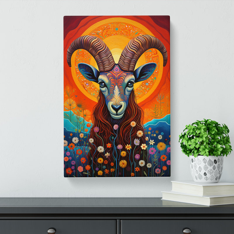 Capricorn Zodiac Colour Field - Wrapped Canvas, 50cm H x 35cm W x 3cm D