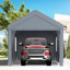 Garage portatif 10 pi x 20 pi avec auvent et cadre, 2 portes, 4 fenêtres d'aération, abri d'auto pour articles d'extérieur gris, construction robuste, rangement-121636456