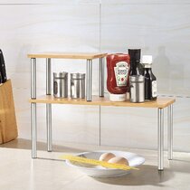 HILINSIE Cabinet Organizer Shelf- Set of 2 Kitchen Counter Shelves