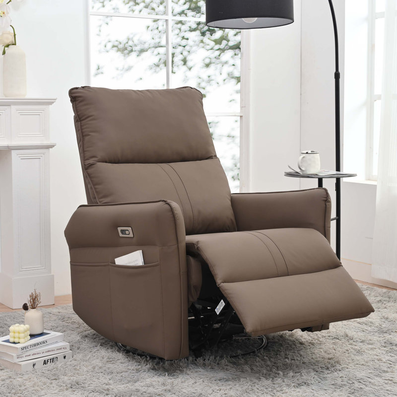 Tyvan Faux Leather Recliner, Brown, Manual