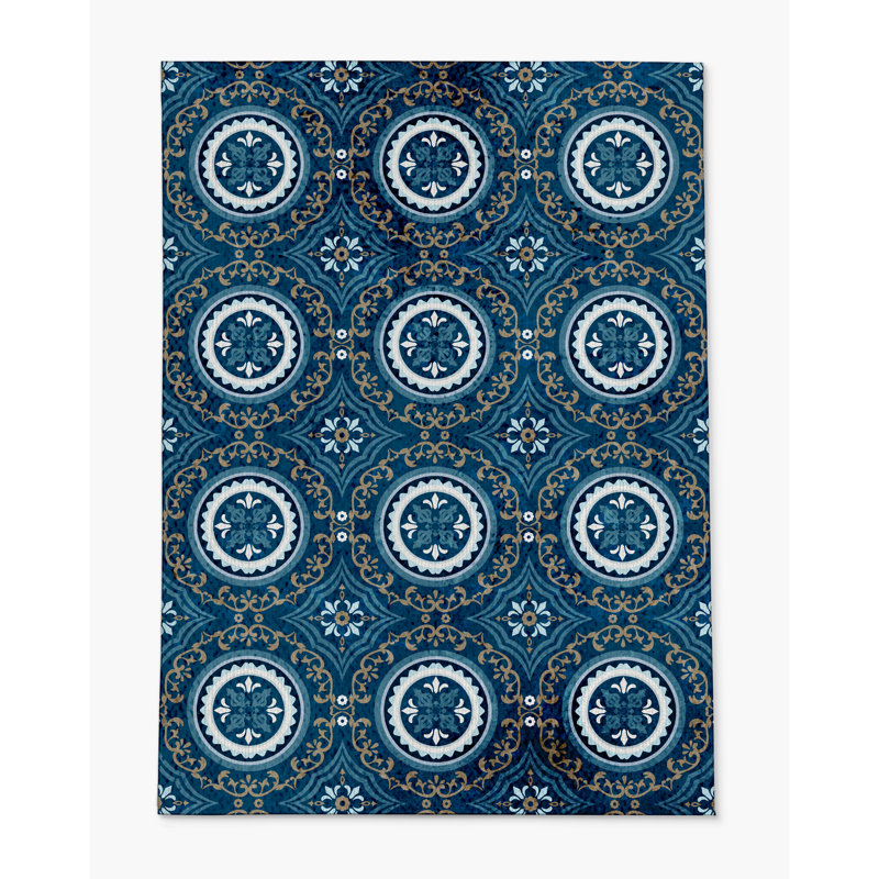 Tapis de chaise rectangulaire Juga, L 48 po x L 72 po, Bleu marine