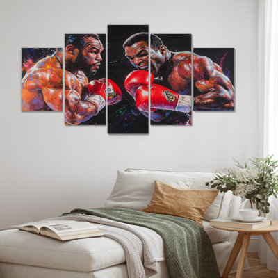 Championnats de boxe rouges et noirs III - ensemble d'art mural de boxe sportive