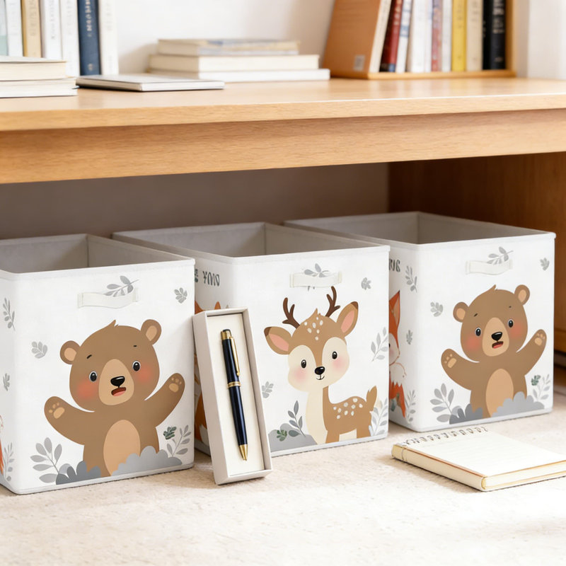 Foldable Storage Cube Organizer Set With Metal Frame - 3 Pack Collapsible Fabric Bins With Handles For Toys, Books, And Clothes