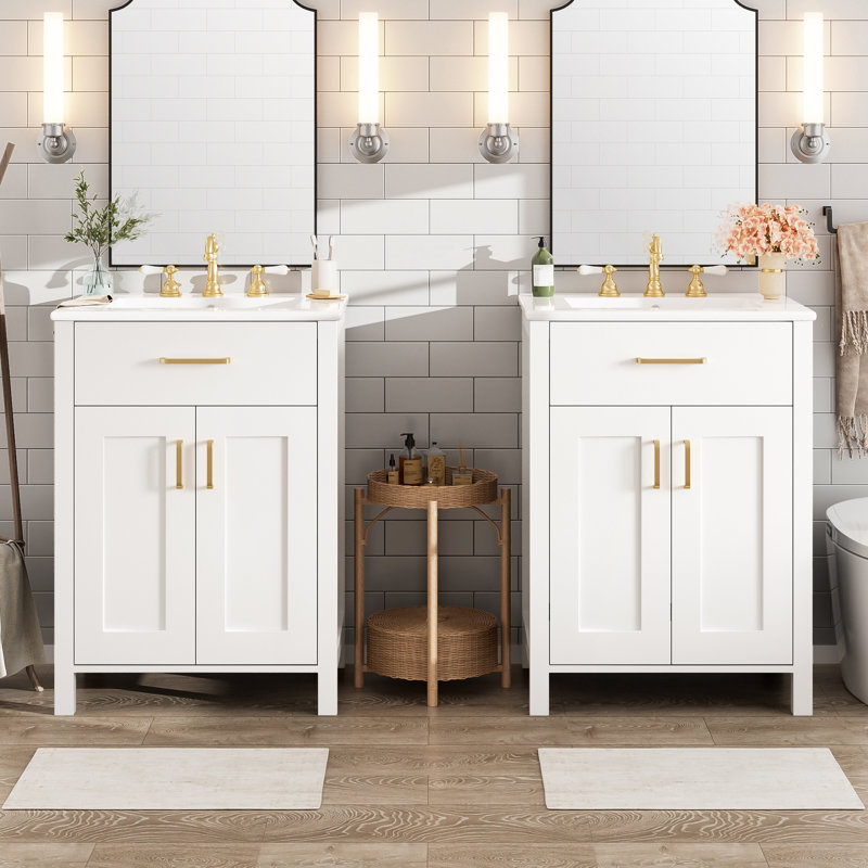 Meuble-lavabo moderne avec lavabo, portes à fermeture douce, solution de rangement élégante
