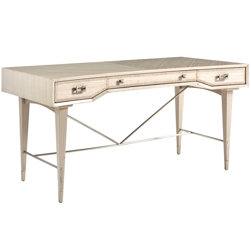 Gray Eucalyptus Veneer Mid Century Modern Writing Desk with Drawers