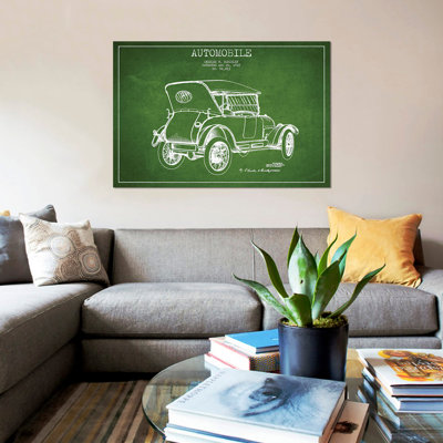 " Charles W. McKinley Automobile Patent Sketch (Green) " by Aged Pixel