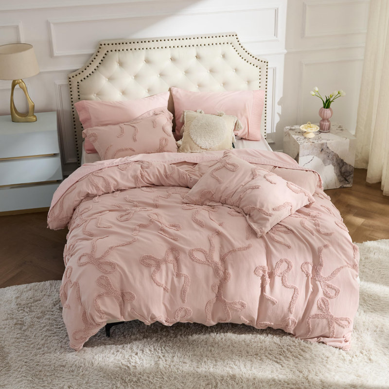Bedsure Comforter Set-Bow Tufted, Queen Comforter + 2 Queen Shams