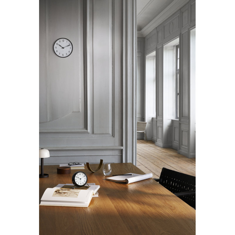 Station Electric Clock, White/Black/Silver