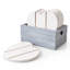 Wood 6 Piece Coaster Set With Holder