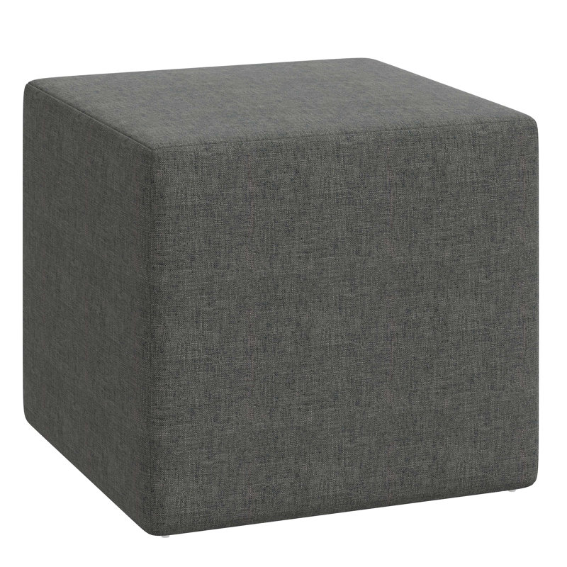 Bence Upholstered Ottoman, Zuma Charcoal Textured Linen