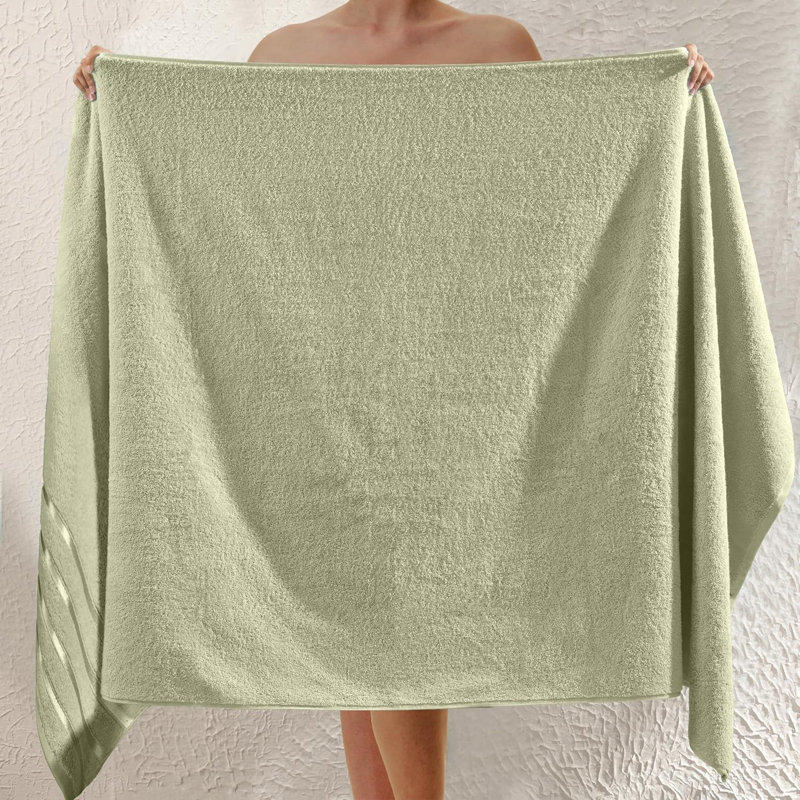 Elegant Comfort 100% Turkish Cotton 4 Lines Viscose Stripe Jumbo Bath Towel - Hotel Spa Quality Extra Large 35 X 70 Inch Bath Towel Soft
