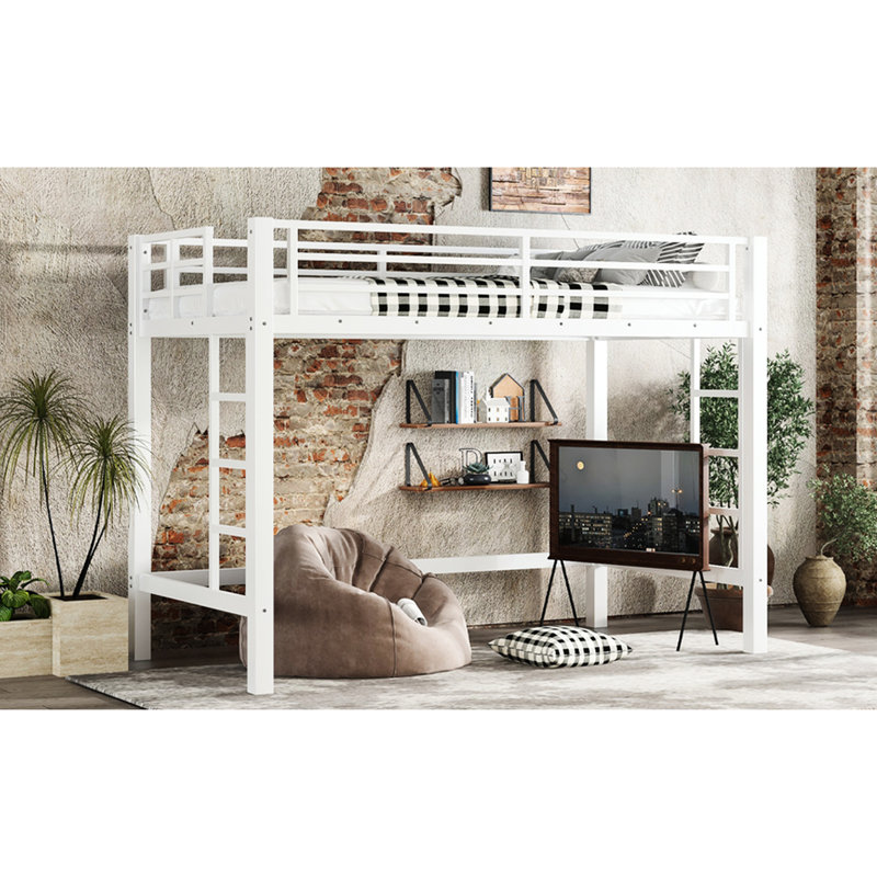 Lit mezzanine en métal blanc TG