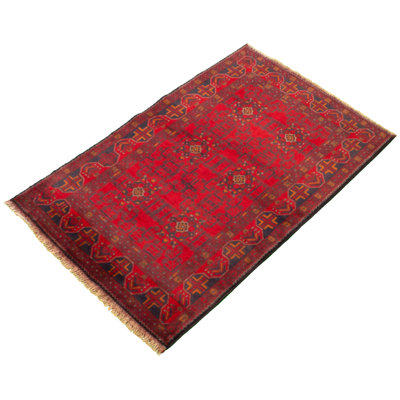 Tapis de zone en laine rouge 4 pi 2 po x 6 pi 4 po à la main one-of-kind-noué la 2010s esari turque Allaina