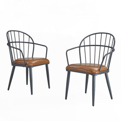 Ensemble de chaises de salle à manger rembourrées de style industriel avec pieds en métal, ensemble de 2